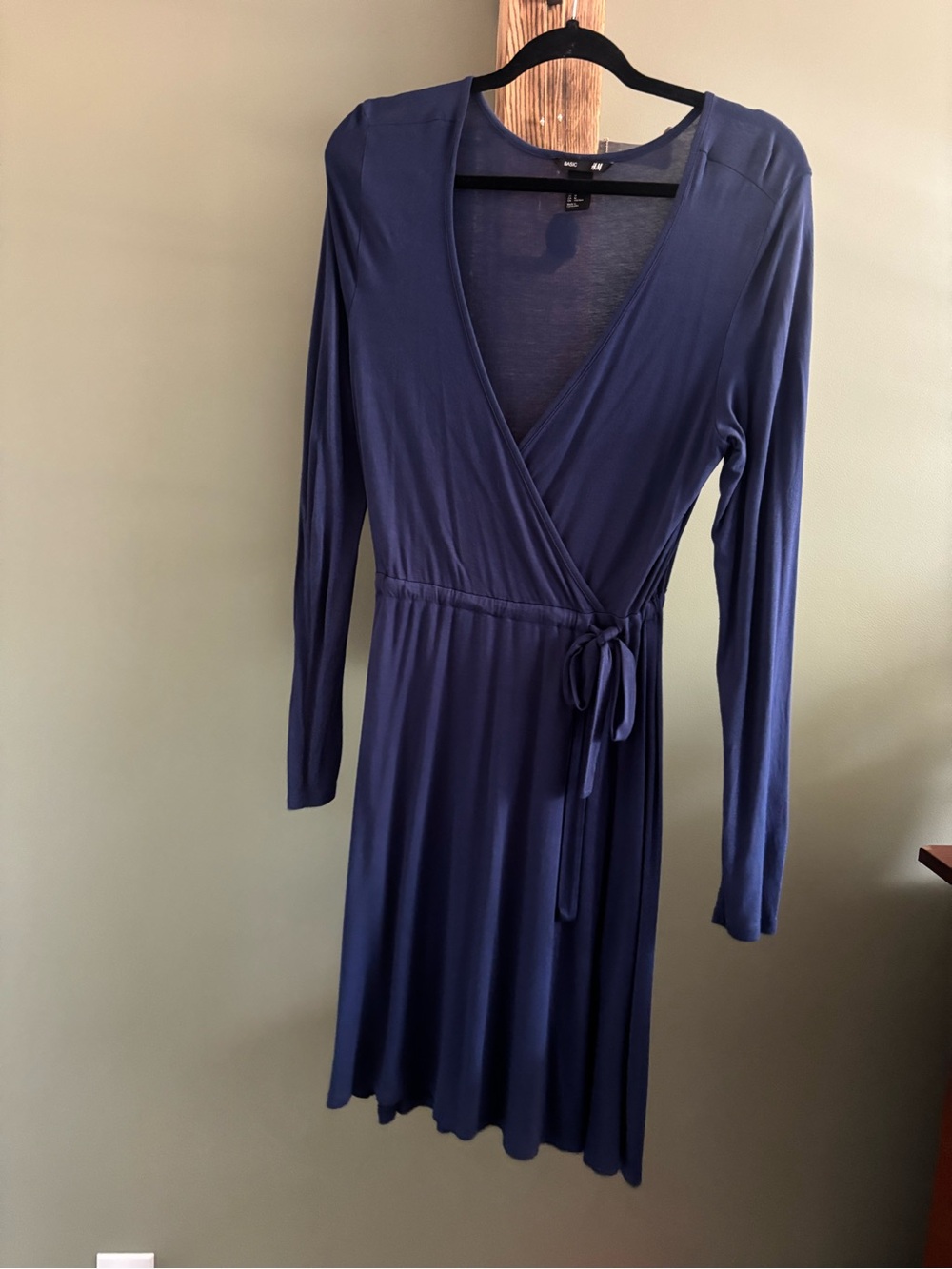 118.) H&M Navy Wrap Dress with Side Tie